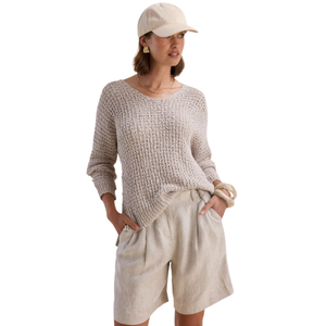 Pull en maille de lin pour femme, léger, respirant, à manches longues, pull d'été, haut décontracté à la mode - Product Image 3