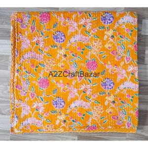 Edredón Kantha Indio Hecho a Mano, Vintage, Ecológico, Reversible, Bordado, de Tamaño Doble, 100% Algodón Orgánico para el Hogar - Product Image 5