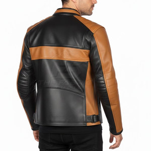 Chaqueta de Motocicleta Clásica, Resistente al Viento, Talla Grande, Cuero Duradero, Cintura Ajustable, Diseño de Mangas con Detalles de Seguridad, Corte Moderno y Ajustado - Product Image 5