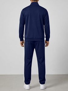 Conjunto de Sudadera con Capucha y Pantalones con Cordón para Hombre, Color Beige Sólido, Cuello Redondo, Manga Larga, Corte Regular, Ropa de Invierno - Product Image 4