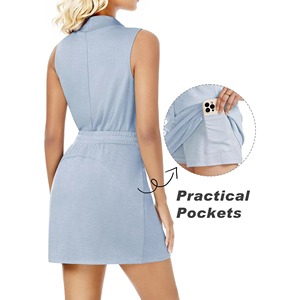 ชุดเดรสเล่นพิคเคิลบอลสำหรับผู้หญิง สีสันสดใสสำหรับฤดูร้อน แบบเสื้อกล้ามและกระโปรง แห้งเร็ว ผลิตจากไนลอน ความยาวเหนือเข่า ชุดกีฬา - Product Image 4