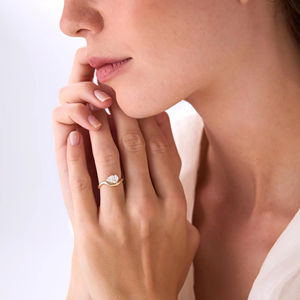 Bague de fiançailles tendance en or massif 14 carats, qualité excellente, diamant de laboratoire taille poire 1 carat, ensemble de luxe - Product Image 3