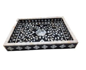 Bandeja de servicio decorativa madre de Pera de la mejor calidad, bandeja con incrustaciones de resina de concha de fregona DE LA India por Artesanías de calidad - Product Image 1