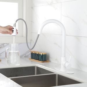 Rubinetto da Cucina a Doppia Maniglia in Acciaio Inox 304, Finitura Lucida, con Doccetta Estraibile, Superficie Bronzata - Product Image 3