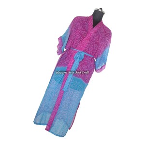 KL007 Collection Été 2026 Kimono Sari Vintage en Soie à Manches Longues, Tenue Décontractée Longue Style Bohème, Séchage Rapide Hiver Automne - Product Image 5