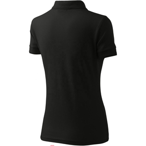 Polo de Manga Corta Negro para Mujer, Color Sólido, Tela Piqué, Estilo Casual, Largo Regular - Product Image 3