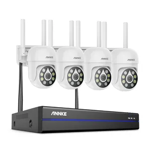 ANNKE 5MP HD 4-teilige Mini-PT-WLAN-Kamera 10-Kanal-NVR-System Zwei-Wege-Gegensprechanlage zur Erkennung menschlicher Formen Drahtloses Überwachungs kamerasystem