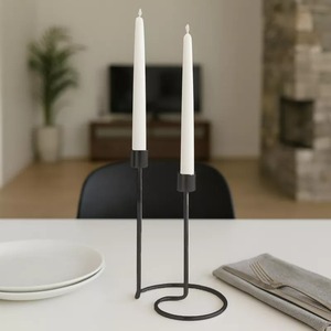 Jaffsexports Black <b>Iron</b> Dual Candle Stand <b>8</b> Inch Height Handmade Eco-Friendly Durable Religious Use Home Decor for Weddings - Product Image 4