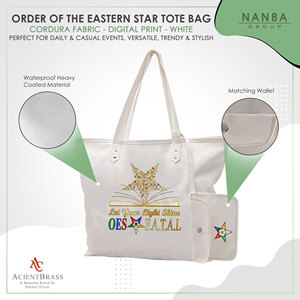 กระเป๋าโท้ทสีขาวลายดาวสีทอง คำขวัญ Let Your Light Shine OES F.A.T.A.L |   กระเป๋าโท้ทกันน้ำสีขาวอีสเทิร์นสตาร์แบบสั่งทำพิเศษ - Product Image 4