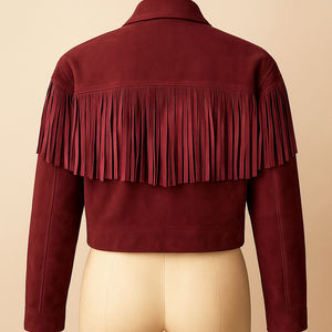 Chaqueta de Cuero de Gamuza con Flecos Personalizables, Chaquetas de Gamuza para Mujer de la Mejor Calidad, Ligeras y a la Moda - Product Image 4