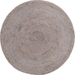 Handwoven Gray Round Jute <b>Rug</b> Natural Fiber Carpet <b>Boho</b> Farmhouse Floor Mat For Living Room - Product Image 2
