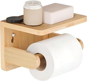 Porte-papier toilette carré en bois, design moderne, fixation murale, écologique, fait main, qualité supérieure, pour salle de bain, usage intérieur - Product Image 2