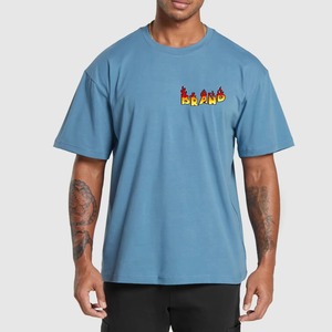 Camisetas Transpirables 100% Algodón 260 GSM de Manga Corta para Hombre, Camiseta Oversize de Corte Cuadrado, Cuello Redondo, Lisa - Product Image 1