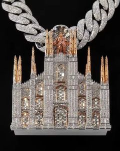 Pendentif Cathédrale Iced Out VVS Moissanite en Argent Sterling 925 Plaqué Or 18K Certifié Luxe Hip Hop pour Homme - Product Image 6