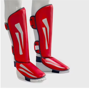 PROFIT SPORTS Protège-tibias en tissu de coton bleu avec impression réfléchissante, fermeture auto-agrippante, protection légère pour le kickboxing adulte - Product Image 2