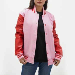 Chaqueta Universitaria Varsity para Mujer, Personalizada, de Lana con Mangas de Cuero, Estilo Béisbol, Servicio de Muestras para Pedidos al por Mayor OEM/ODM - Product Image 5
