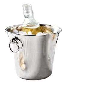 Cubitera para Bebidas de Acero Inoxidable Pulido, Cubitera para Vino con Asas de Anillo, Artículos de Barra de Primera Calidad para Hoteles y Catering - Product Image 1