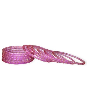 Hot Pick Designer Lavender Gold Plated Trendy Kashmiri Raindrop Glass Pearl <b>Bangles</b> Bridal & Festival Wear at Wholesale Price - Product Image 3