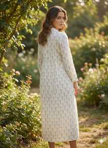 Vibrante Vestido Midi Floral de Playa con Cuello en V y Manga Abullonada, 100% Algodón Lavable, Estilo Boho Casual, Vestido de Verano, Azul y Rojo - Product Image 5