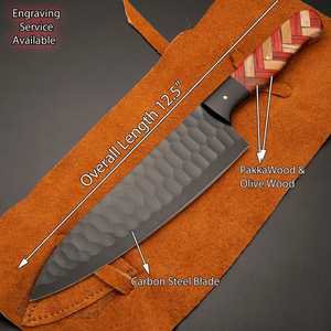 Custom Handmade Best Supplier Cooking High Carbo Steel Handmade Chef <b>Knife</b> With PakkaWood & Olive Wood Handle - Product Image 6