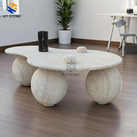 Table basse ronde en pierre naturelle pour salon, table basse en marbre vert et blanc, luxe