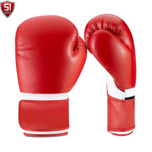 Gants de boxe SUMROOS SI en cuir noir et or avec sangle de poignet réglable, durables, protecteurs, confortables, équipement d'entraînement, design à lacets - Product Image 1