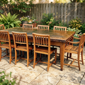 Ensemble de mobilier de salle à manger OEM/ODM, chaises de jardin en bois, matériaux personnalisés + coussins - Product Image 1