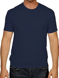 เสื้อยืดคอกลมแขนสั้นสีกรมท่าสำหรับผู้ชาย ผ้าฝ้ายเจอร์ซีย์ 100% ทรงปกติ ดีไซน์เรียบ - Product Image 3