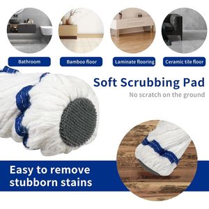 2 Reusable Heads Self-Wringing Cotton Twist <b>Mop</b> <b>Dry</b> or Wet Kitchen/Bathroom Floor Cleaning for Hardwood Vinyl - Product Image 3