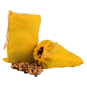 New Simple Design Cotton Yellow Solid Color With Custom Logo And Printing Wholesale Rate Cotton Drawstring <b>Bags</b> - Product Image 5