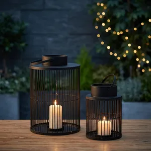 Iron <b>Lantern</b> <b>Candle</b> <b>Holder</b> with Handle for Home Decoration Black finish - Product Image 4