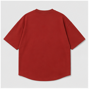 Camiseta de Manga Corta para Hombre, Color Rojo Ladrillo, Corte Holgado, Dobladillo Curvo, Algodón Compacto, MTS-OVR-0037 - Product Image 2