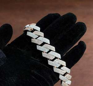 Chaîne cubaine bicolore premium 18 mm en moissanite VVS, argent 925 plaqué or, style Iced Out, collier de mariage, longueur 18-24 pouces - Product Image 3