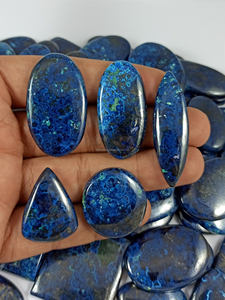 Pierre précieuse d'azurite naturelle, qualité incroyable, quartz de guérison, cabochon plat à dos ouvert, vente en gros d'azurite - Product Image 5