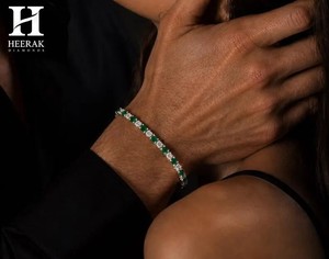 Luxury Emerald and Diamond Alternating Tennis Bracelet 14K/18K Gold Fine Jewelry Manufacturer - Product Image 4