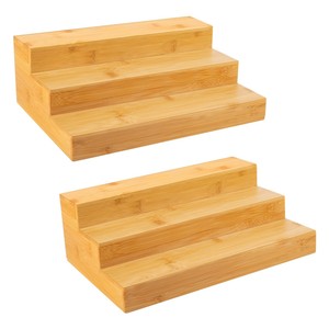 Bamboo <b>Spice</b> Rack Organizer with Glass <b>Jars</b> | Wholesale Kitchen Storage - Product Image 4