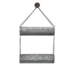 Jardinière suspendue à 2 niveaux en fer galvanisé, style ferme vintage, avec chaîne, en promotion - Product Image 2
