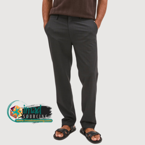 Pantalones de Vestir Casuales para Hombre, Color Gris Oscuro, Estilo Chino, Formal, de Lana/Poliéster, Cintura Media, Cierre de Cremallera, Frente Plisado, Estilo Plano - Product Image 1