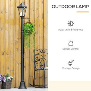Lampione Solare Vintage da Esterno 240 cm, Lampada da Terra in Alluminio 3000K CCT, Corpo in ABS per Giardino, Prato, Vialetto, Passaggio - Product Image 6