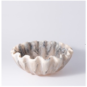 Bol de service en résine gris marbré résistant à la chaleur, non revêtu, pour la décoration de table de fête et de mariage, bol à salade de fruits - Product Image 1