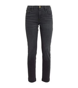 Jean en denim streetwear pour femme taille mi-haute 2026, coupe droite déchirée et délavée, avec un design tendance - Product Image 5