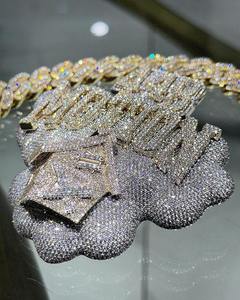 Colgante Personalizado Estilo Trap House con Incrustaciones de Diamantes, Colgante para el Hogar, Colgante Estilo Trap House, Moissanita Certificada VVS1 GRA, Colgante con Nombre Personalizado - Product Image 4