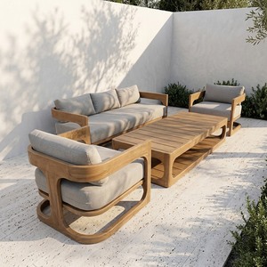 Ensemble de canapés d'extérieur en teck massif sur mesure pour hôtels, complexes hôteliers et projets commerciaux – Fournisseur de mobilier de patio résistant aux intempéries - Product Image 1