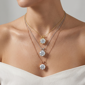 Women's 18K Solid Gold Round Brilliant Cut Lab Grown Diamond Pendant & Charms IGI Certified Classic Style Everyday Wear <b>Jewelry</b> - Product Image 1