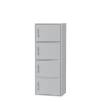 Armoire de rangement moderne 4 portes en bois de haute qualité 1614-D pour salon et chambre, placard compact en panneaux de particules, organisateur argenté
