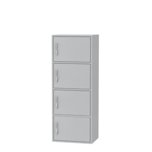 High Quality 1614-D Modern Wood 4-Door <b>Storage</b> <b>Cabinet</b> for Living Room <b>Bedroom</b> Compact Cupboard Particle Board Organizer Silver - Product Image 3