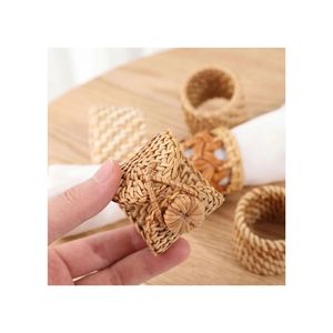 Vintage rattan napkin rings Handmade tableware decor <b>Outdoor</b> dinner <b>table</b> set Rattan napkin holder set FOR WEDDING ANNIVERSARY - Product Image 3
