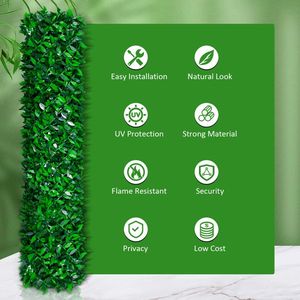 Strong and Durable Outdoor Artificial Green Fence Waterproof for Gardens and Courtyard-Green Leaf Product - Product Image 5