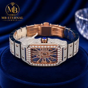 Reloj de Diamantes de Lujo MB ETERNAL para Hombre, Caja Cuadrada de Aleación, Correa de Acero Inoxidable en Oro Amarillo, Esfera con Números Romanos, Cristal de Zafiro, Cuarzo - Product Image 2