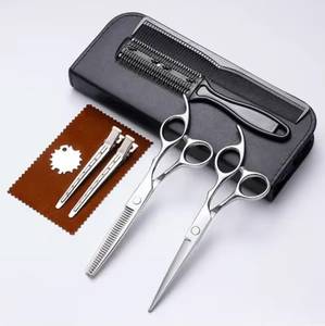 Ensemble de ciseaux professionnels pour la coupe des cheveux, acier inoxydable 440C, lame tranchante, manche moyen, droitier, léger, 28 dents, Morje - Product Image 1